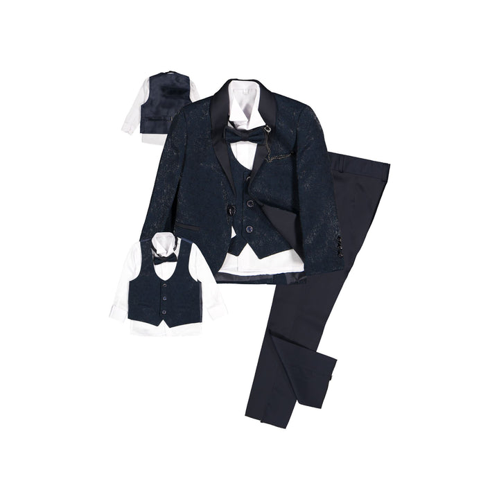 Birthday Boys SUIT SET Jacquard in Navy Blue  3-8Y