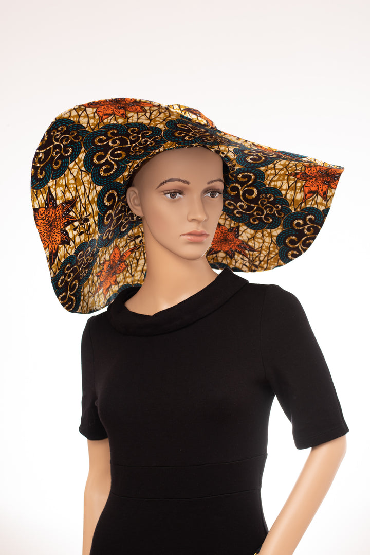Women's Protective Summer Sun Hat with Matching Crossbody Bag in Brown/ Orange Colour 4