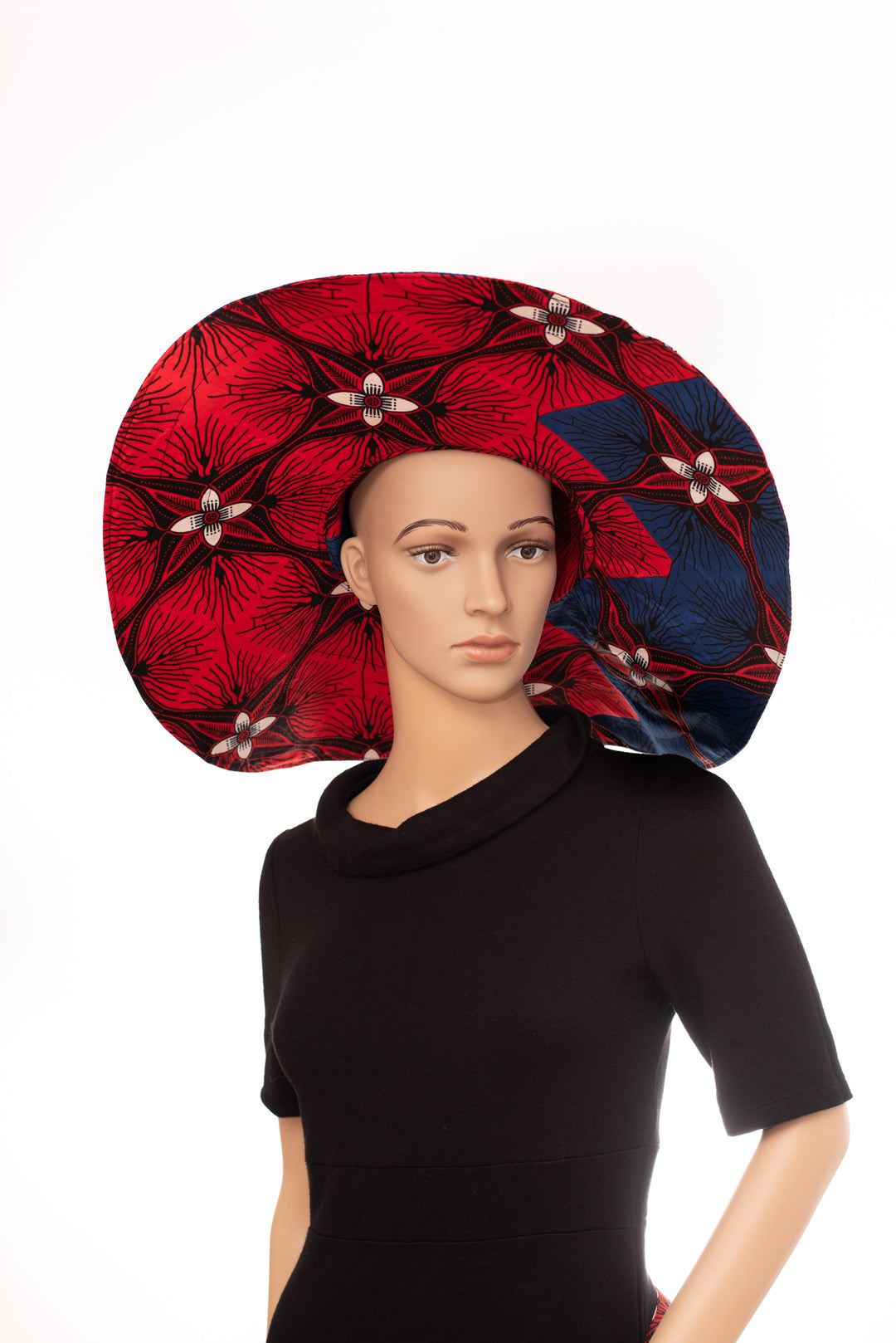 Women's Sun Protective Summer Hat Wide Brim with matching crossbody Bag Blue/Red colour