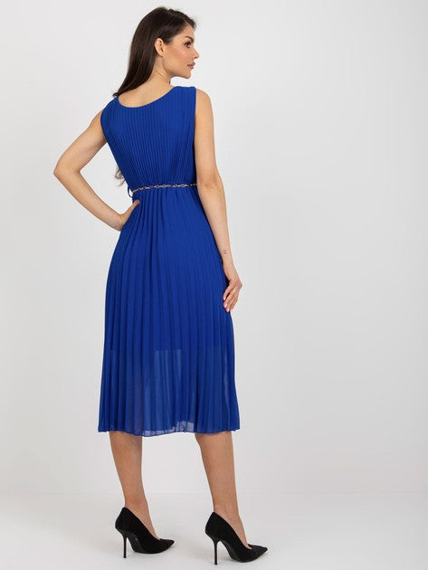 Cobalt Midi Pleated Dress